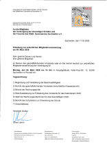 Tagesordnung für die Mitgliederversammlung am 09. März 2026 um 19 Uhr.